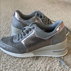 Glitter Wedge Sneakers